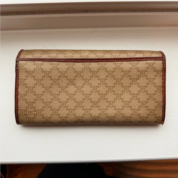 Authentic Celine Brown/Beige Macadam Gamaguchi PVC Leather Wallet - Picture 4 of 15